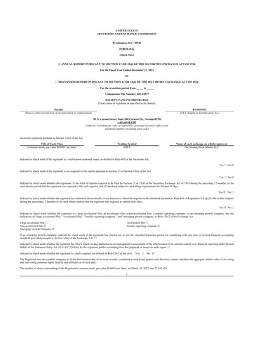 Thumbnail Society Pass 10-K Annual Report 2021