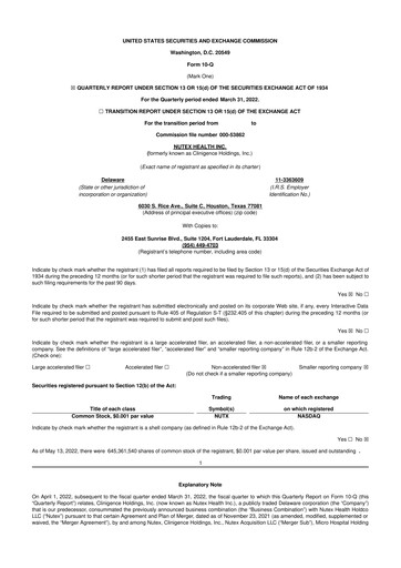 Thumbnail Nutex Health 10-Q Quarterly Report FY2022 
