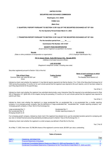 Thumbnail Society Pass 10-Q Quarterly Report FY2022 