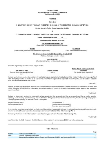 Thumbnail Society Pass 10-Q Quarterly Report FY2022 