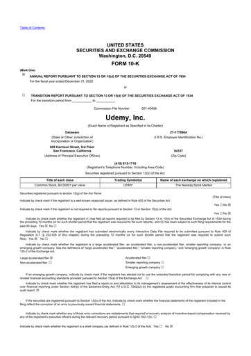 Thumbnail Udemy 10-K Annual Report 2022