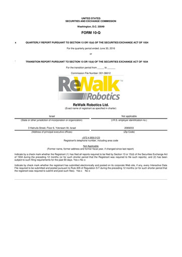 Miniature Lifeward 10-Q Rapport trimestriel 2016 