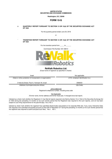 Miniature Lifeward 10-Q Rapport trimestriel 2018 