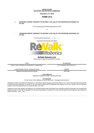 Miniature Lifeward 10-Q Rapport trimestriel 2018 