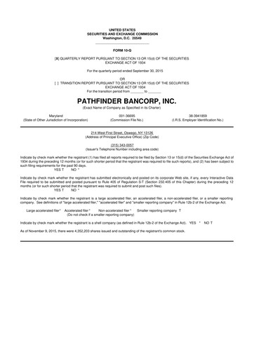 Vorschaubild Pathfinder Bancorp 10-Q Quartalsbericht 2015 