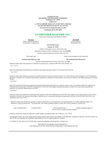 Thumbnail Pathfinder Bancorp 10-K Annual Report 2015