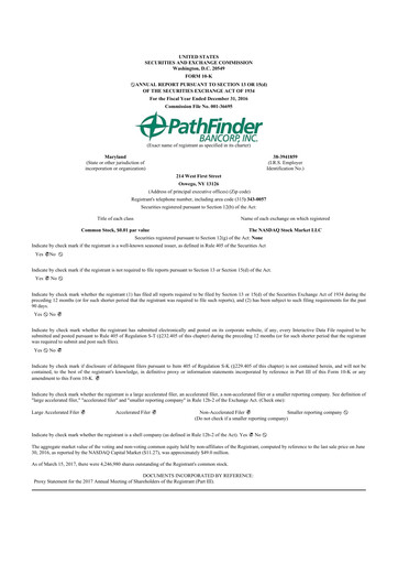 Thumbnail Pathfinder Bancorp 10-K Annual Report 2016