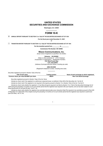 Thumbnail Weave Communications 10-K Annual Report 2021