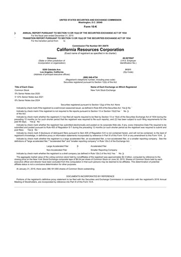 Thumbnail California Resources Corporation
 10-K Annual Report 2015