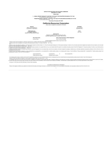 Thumbnail California Resources Corporation
 10-K Annual Report 2017
