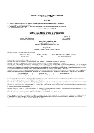 Thumbnail California Resources Corporation
 10-K Annual Report 2023