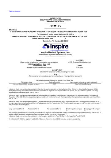 Vorschaubild Inspire Medical Systems
 10-Q Quartalsbericht 2020 