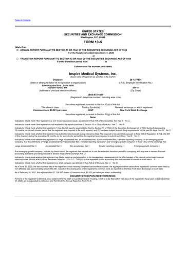 Thumbnail Inspire Medical Systems
 10-K Annual Report 2020