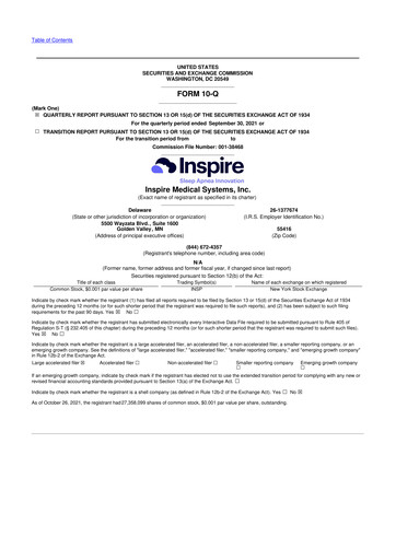 Vorschaubild Inspire Medical Systems
 10-Q Quartalsbericht 2021 