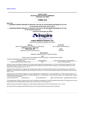 Vorschaubild Inspire Medical Systems
 10-Q Quartalsbericht 2022 