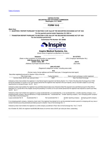 Vorschaubild Inspire Medical Systems
 10-Q Quartalsbericht 2022 