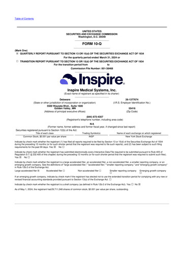 Vorschaubild Inspire Medical Systems
 10-Q Quartalsbericht 2024 