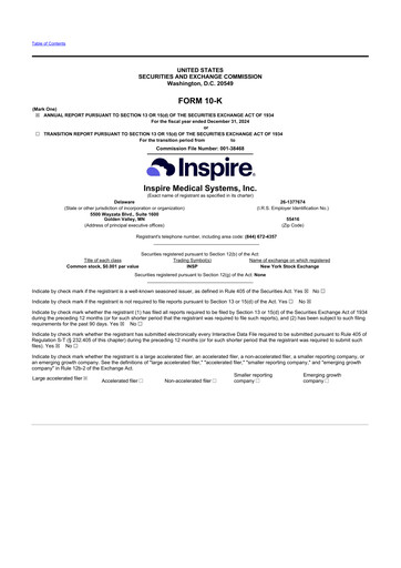 Thumbnail Inspire Medical Systems
 10-K Annual Report 2024