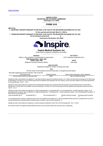 Vorschaubild Inspire Medical Systems
 10-Q Quartalsbericht 2025 