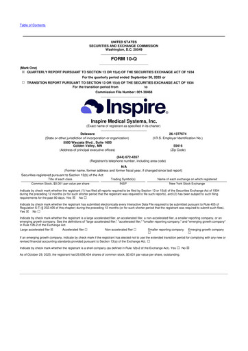 Vorschaubild Inspire Medical Systems
 10-Q Quartalsbericht 2025 