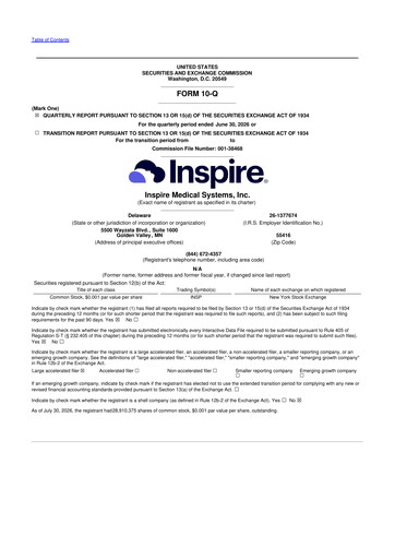 Vorschaubild Inspire Medical Systems
 10-Q Quartalsbericht 2026 