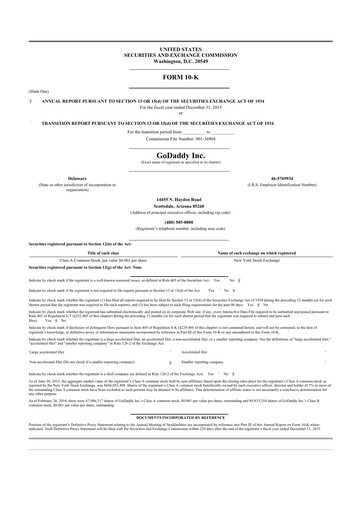 Thumbnail GoDaddy 10-K Annual Report 2015