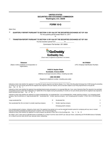 Thumbnail GoDaddy 10-Q Quarterly Report FY2017 