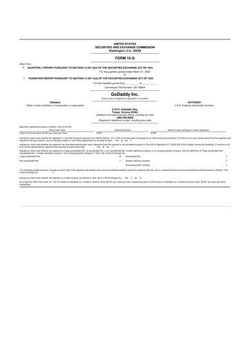 Thumbnail GoDaddy 10-Q Quarterly Report FY2022 