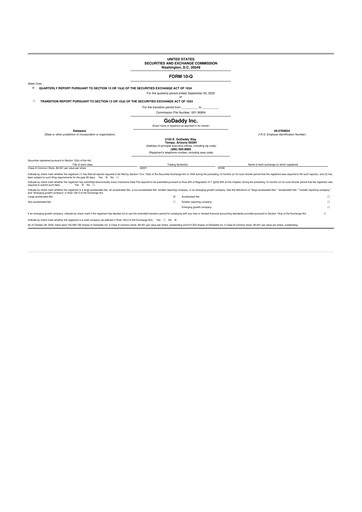 Thumbnail GoDaddy 10-Q Quarterly Report FY2022 