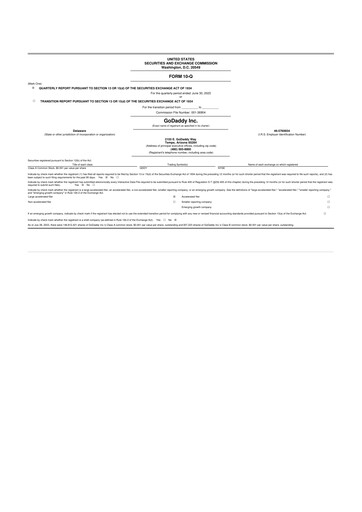 Thumbnail GoDaddy 10-Q Quarterly Report FY2023 