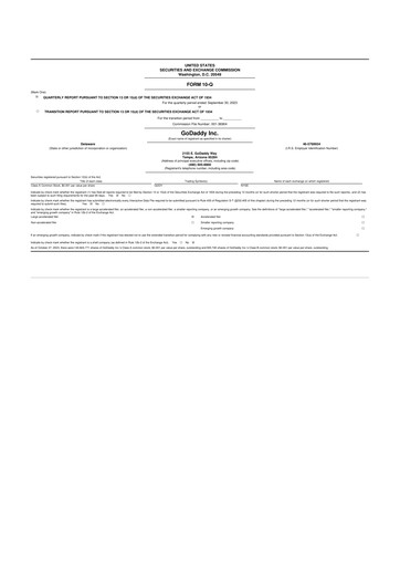 Thumbnail GoDaddy 10-Q Quarterly Report FY2023 
