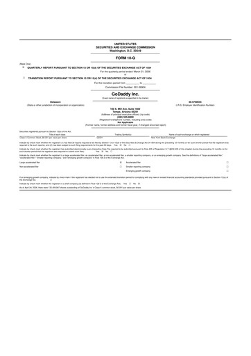 Thumbnail GoDaddy 10-Q Quarterly Report FY 