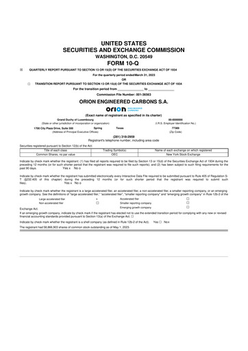 Thumbnail Orion S.A. 10-Q Quarterly Report FY2023 