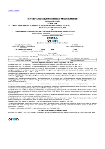 Vorschaubild Orion S.A. 10-K Jahresbericht 2023