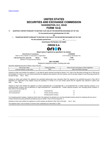 Thumbnail Orion S.A. 10-Q Quarterly Report FY2024 