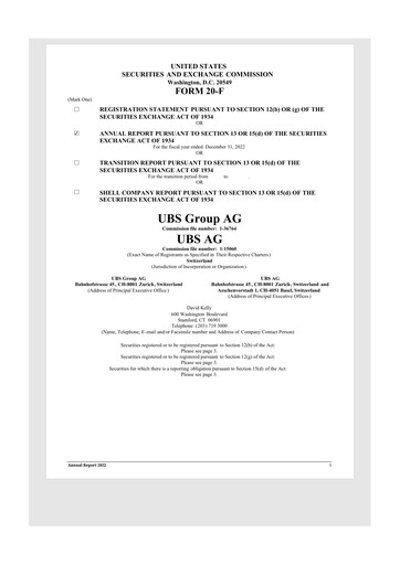 Thumbnail UBS 20-F Annual Report 