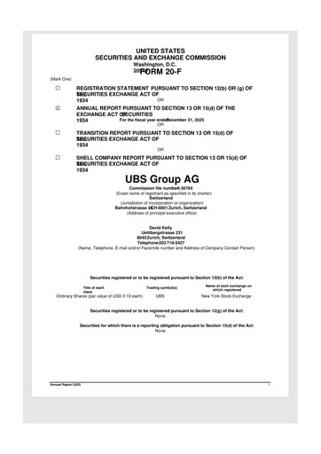 Thumbnail UBS 20-F Annual Report 2025