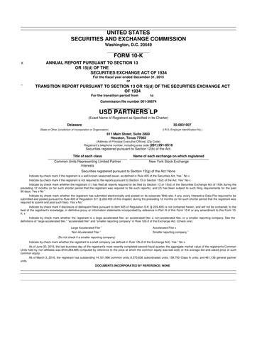Vorschaubild USD Partners
 10-K Jahresbericht 2015