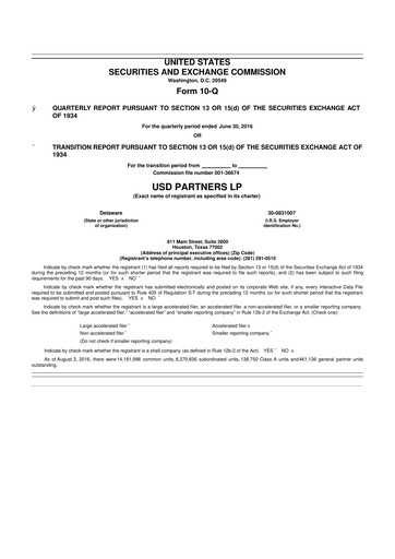 Thumbnail USD Partners
 10-Q Quarterly Report FY 