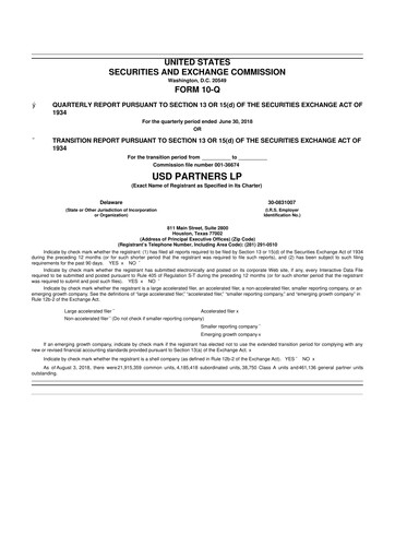 Thumbnail USD Partners
 10-Q Quarterly Report FY 
