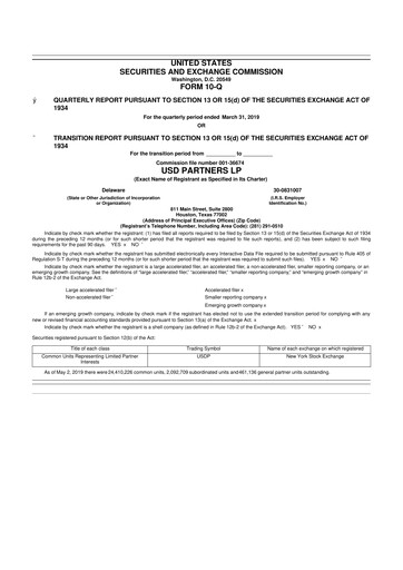 Thumbnail USD Partners
 10-Q Quarterly Report FY 