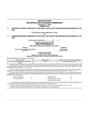 Thumbnail USD Partners
 10-Q Quarterly Report FY2020 