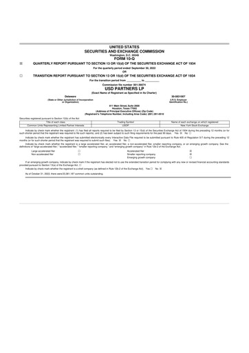 Thumbnail USD Partners
 10-Q Quarterly Report FY2022 