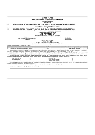 Thumbnail USD Partners
 10-Q Quarterly Report FY2023 