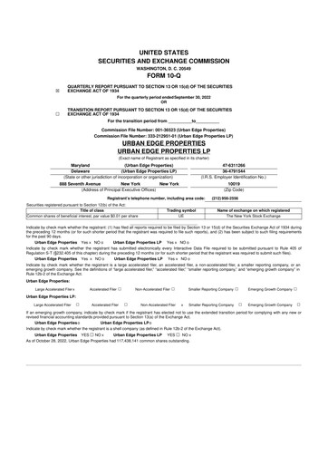 Thumbnail Urban Edge Properties
 10-Q Quarterly Report FY2022 