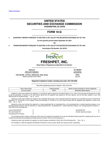 Thumbnail Freshpet 10-Q Quarterly Report FY2024 