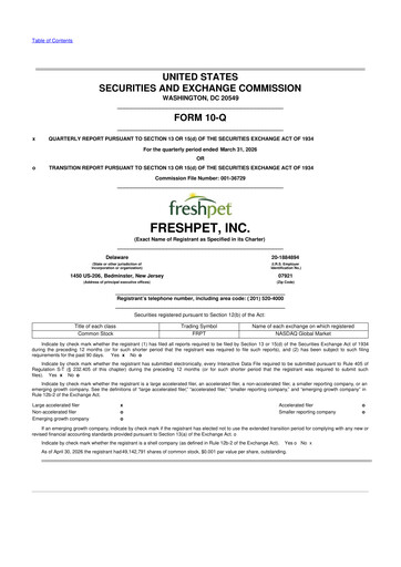 Thumbnail Freshpet 10-Q Quarterly Report FY 
