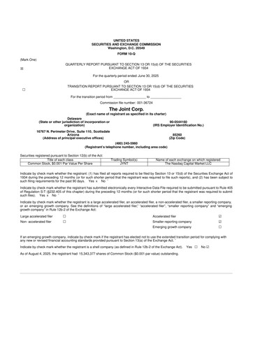 Thumbnail The Joint Corp. 10-Q Quarterly Report FY2025 