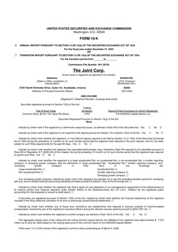Thumbnail The Joint Corp. 10-K Annual Report 2025