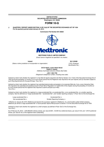 Vorschaubild Medtronic 10-Q Quartalsbericht 2015 